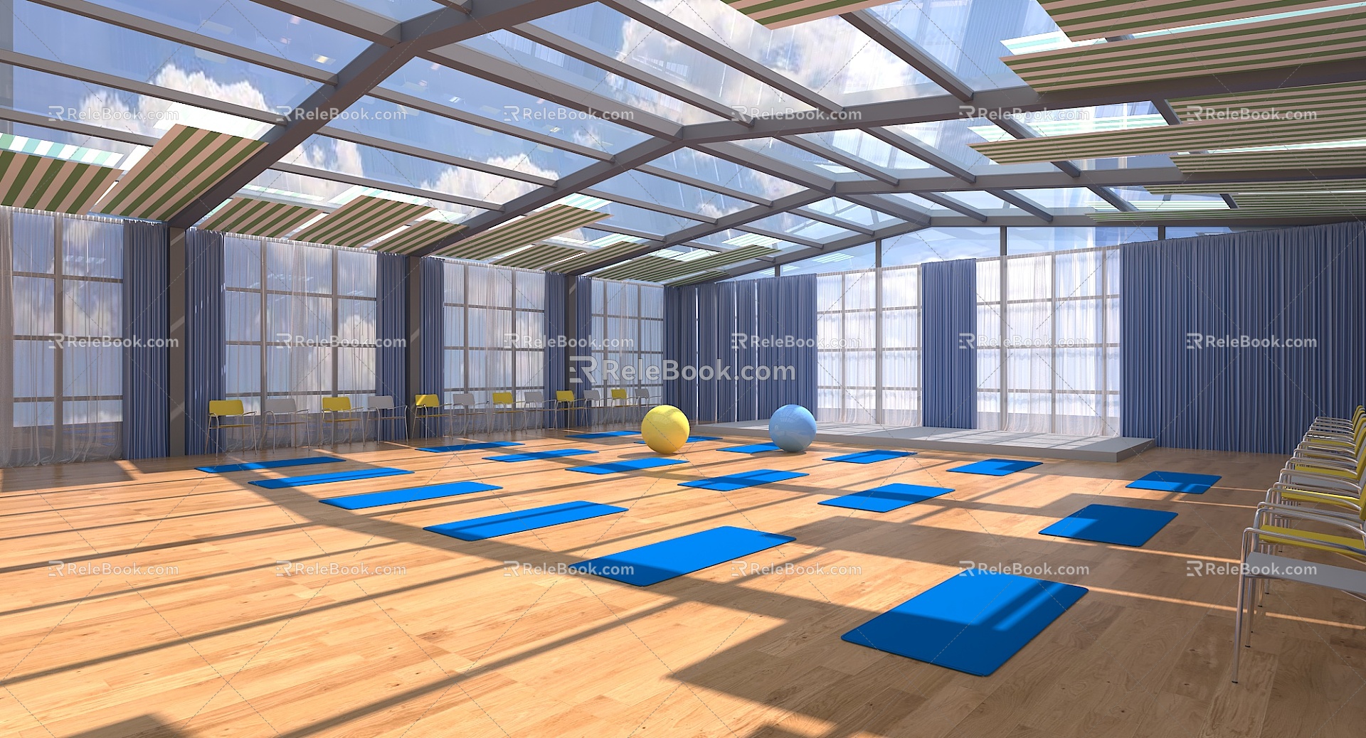 Modern Yoga Room 3d model