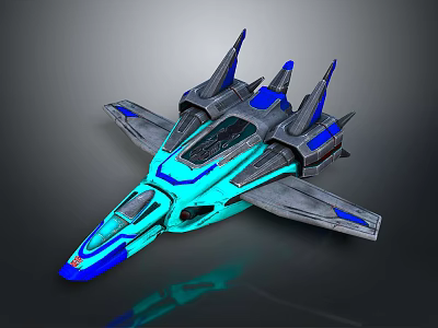 Futuristic Spacecraft Design With Sleek Blue And Gray Exterior And Aerodynamic Wings 3d model