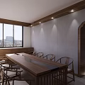 Traditional Office Interior With Wooden Bookshelves Desks Computers And Large Windows City View
