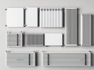 White Indoor Radiators with Various Modern Designs and Different Styles for Home Heating 3d model