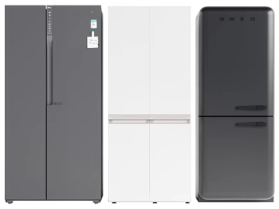 Modern Gray White Black Refrigerators With Various Door Designs For Home Kitchen 3d model