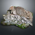 Natural Stone Rock With Rough Surface Texture And Green Moss Accents