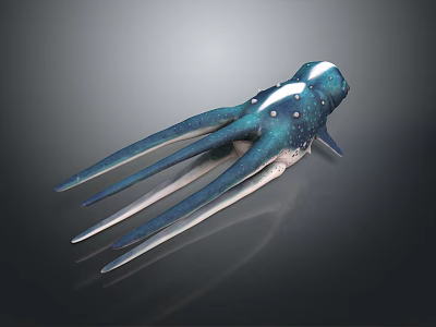 Blue and White Swallow with Star Patterns Sleek Wings and Artistic Decorative Model 3d model