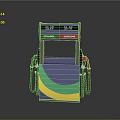 Colorful Fuel Dispenser With Purple Green Yellow Stripes And Red Green Nozzles