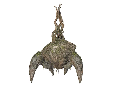 Unique Plant with Twisted Branches and Rock Like Base Natural Structure 3d model