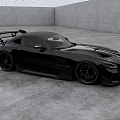 Black Sports Car With Wide Body Kit Rear Spoiler And Alloy Wheels