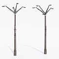 Outdoor Street Lights With Multiple Lamp Heads On Pole Mounted Structure 3d model