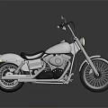 Classic Cruiser Motorcycle With Gray Body Black Leather Seat Chrome Accents And Spoke Wheels