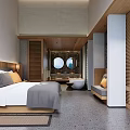 Modern Hotel Room Interior With Comfortable Bed Wooden Furniture And Neutral Tones