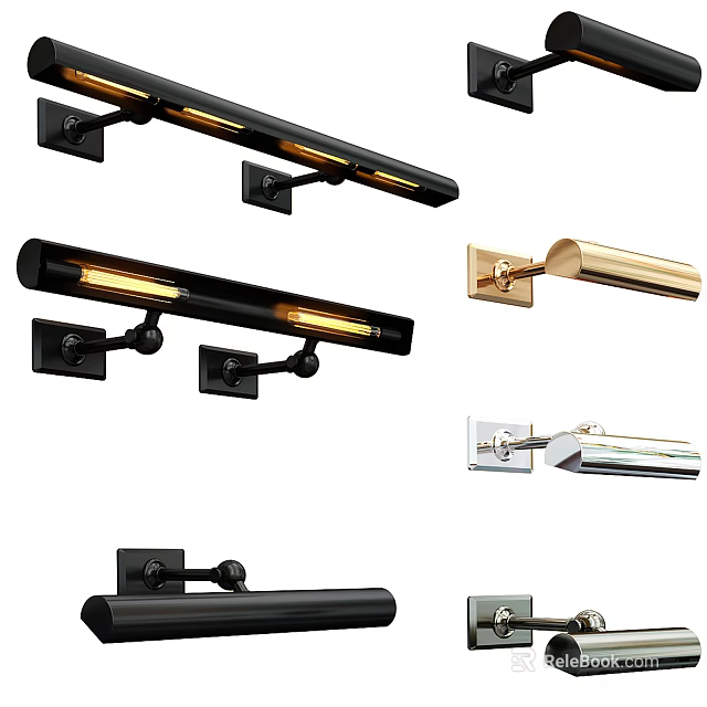 Modern Wall Sconces In Different Styles With Black Gold Silver Finishes For Home Interior Decor 3d model 
