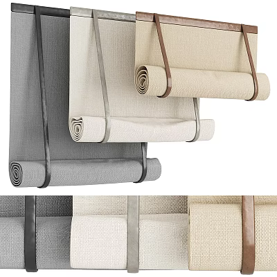 Stylish Fabric Roller Blinds In Gray And Beige With Metal Hanging Hooks 3d model Stylish Fabric Roller Blinds In Gray And Beige With Metal Hanging Hooks 3d model