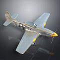 Vintage Military Model Airplane With Silver Fuselage Yellow Nose And Propeller Wings