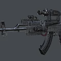 Tactical Assault Rifle With Metallic Finish Scope Magazine Handguard And Accessories