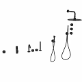 Modern Black Faucet Set With Shower Head Handheld Sprayer And Handles