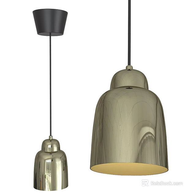 Modern Metallic Bell Shaped Pendant Lights With Two Sizes For Interior Decoration 3d model 