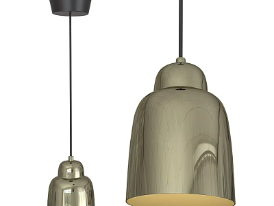Modern Metallic Bell Shaped Pendant Lights With Two Sizes For Interior Decoration 3d model