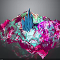 Colorful Wood Stone Artistic Structure With Pink Blue Green Hues And Texture