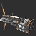 Detailed Futuristic Mechanical Vehicle With Wing Structure Number 03 And Orange Accents