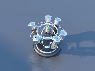 Spice Bottles On Rotating Metal Rack For Modern Kitchen Countertop Organization 3d model