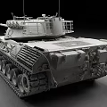 White Military Tank Side View With Long Cannon Tracks And Turret Detailed Design