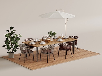 Outdoor tables and chairs umbrellas 3d model