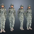 Group of soldiers in military camouflage uniforms wearing helmets and tactical gear