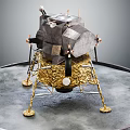 Detailed Lunar Lander Model With Metallic Body Golden Landing Legs On Circular Display Platform
