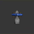 Mechanical Weapon Design With Silver Component Brown Long Rod Blue Parts And Yellow Wheels