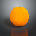 Fresh Orange with Bright Orange Color and Smooth Skin on Dark Background Showing Clear Reflection