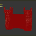 Castle Gate Architectural Model With Terracotta Towers And Arched Wooden Door
