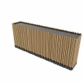Golden Vertical Striped Storage Cabinets with Modern Design and Black Base