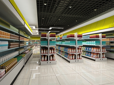 supermarket shelf supermarket products 3d model