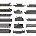 Traditional Chinese Architectural Components Featuring Diverse Classic Roof Designs And Shapes