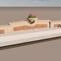 Classic Residential Landscape Design With Multiple Fountains Flower Planter And Brick Wall Structures