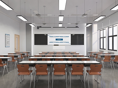 School Classroom School Classroom Desks and Chairs model