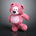 Pink Plush Stuffed Bear With Soft Texture And Light Pink Belly Design 3d model