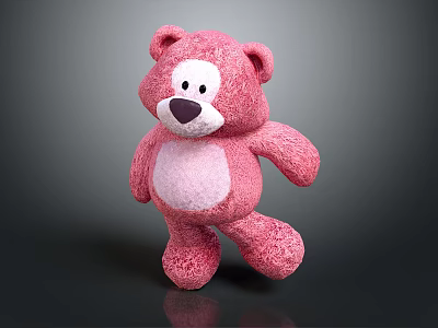Pink Plush Stuffed Bear With Soft Texture And Light Pink Belly Design 3d model
