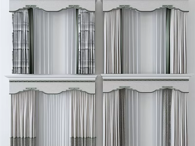 Elegant Curtain Designs With Linen Fabric And Pleated Layers For Home Decor 3d model