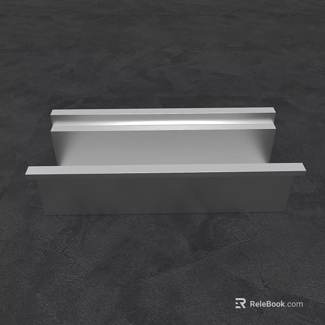 Three Silver Metal Strips Stacked On Dark Textured Background Surface 3d model 