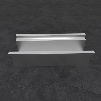 Three Silver Metal Strips Stacked On Dark Textured Background Surface 3d model