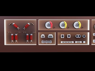 Mechanical Parts Display Board Featuring Various Springs Circular Components And Metal Accessories 3d model