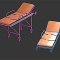Orange Medical Stretcher with Metal Frame and Wheels for Hospital Emergency Use