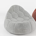 Gray Velvet Bean Bag Chair With Hexagonal Stitching Alongside Red For Modern Living Room