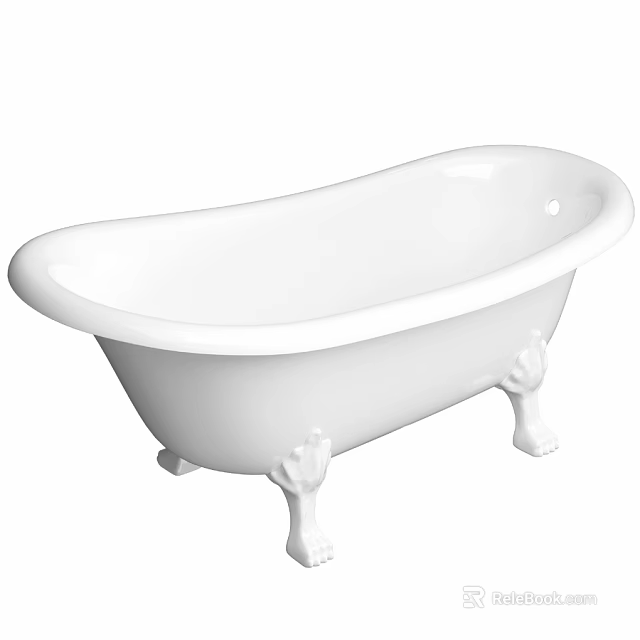 Elegant Vintage White Freestanding Bathtub With Classic Claw Feet 3d model 