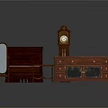 Vintage Wooden Furniture Collection Including Mirror Piano Clock Table And Dresser