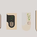 Modern Wall Hangings In Various Shapes With Green Plants And Soft Lighting
