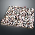 Square Textured Pebble Surface With Wooden Stone Base Decorative Design Elements 3d model