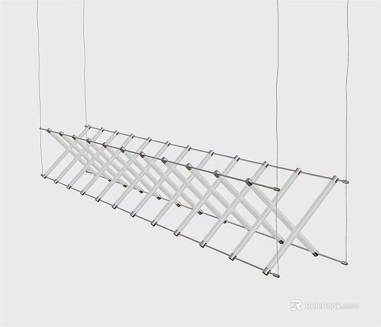 Linear Modern Chandelier With Geometric Metal Frame And Sleek Hanging Structure 3d model 