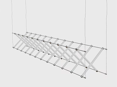 Linear Modern Chandelier With Geometric Metal Frame And Sleek Hanging Structure 3d model