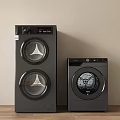 Modern Black Washing Machines Double Drum and Single Drum Home Interior with Wooden Floor